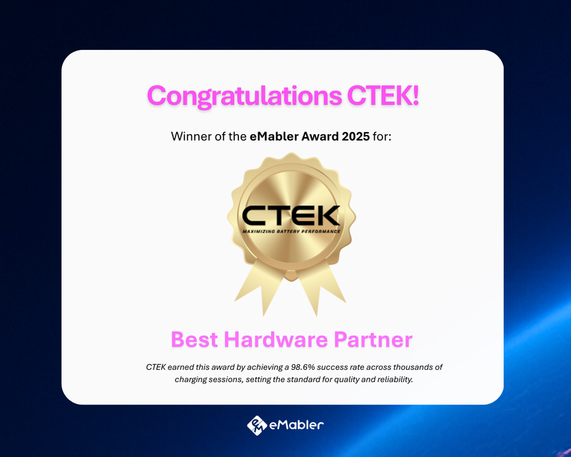 Super reliable CTEK wins first eMabler Award for Best Hardware Partner