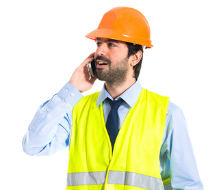 happy businessman phone call discussion communication proposal white studio background man employee smile talking mobile smartphone business conversation mockup 2